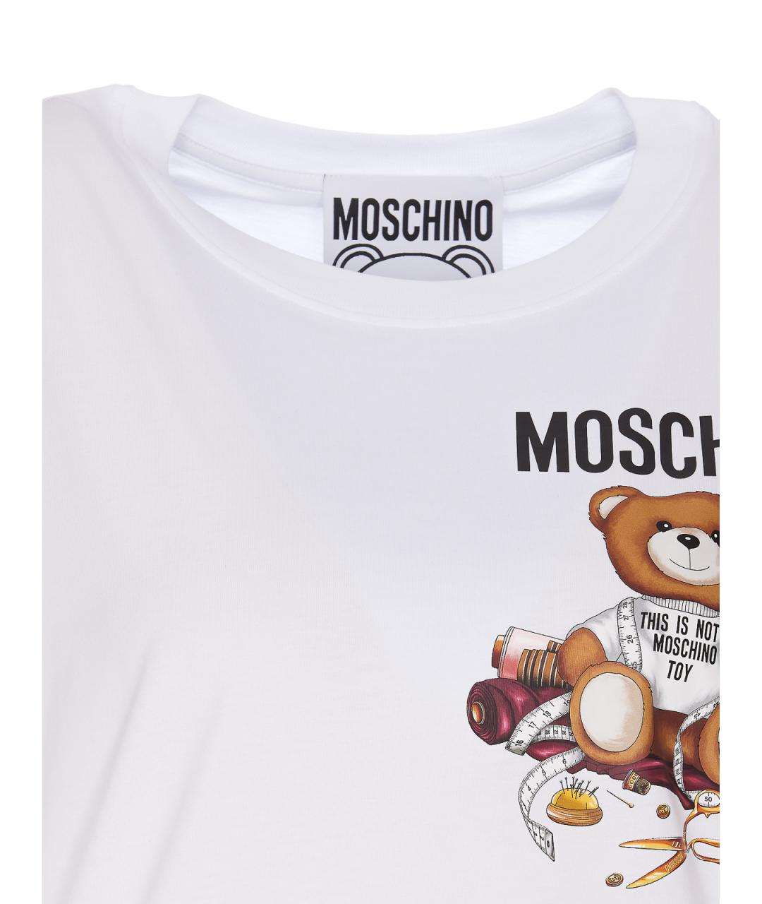 MOSCHINO Белая хлопковая футболка, фото 4