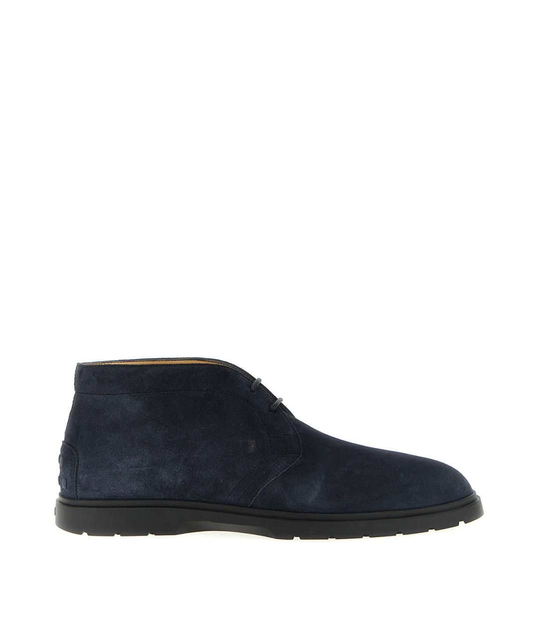 TOD'S Синие кожаные высокие ботинки, фото 1