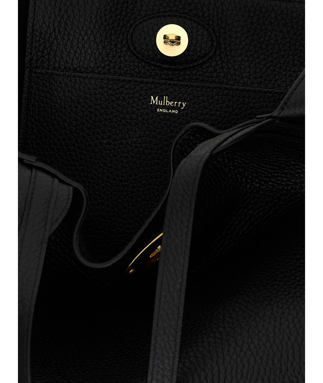 MULBERRY Черная кожаная сумка тоут, фото 4