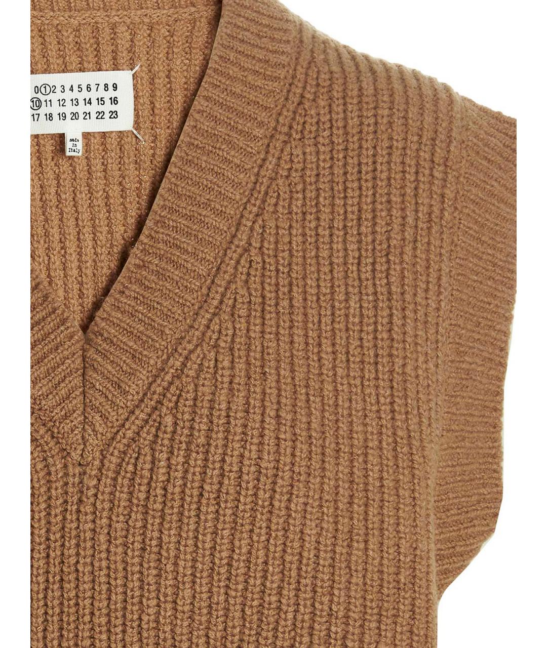 MM6 MAISON MARGIELA Коричневая кашемировая жилетка, фото 3
