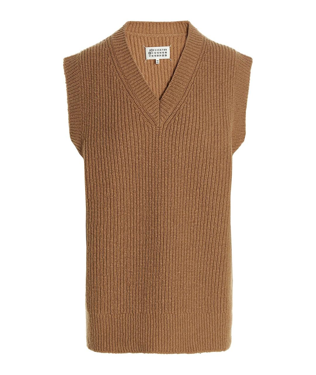 MM6 MAISON MARGIELA Коричневая кашемировая жилетка, фото 1