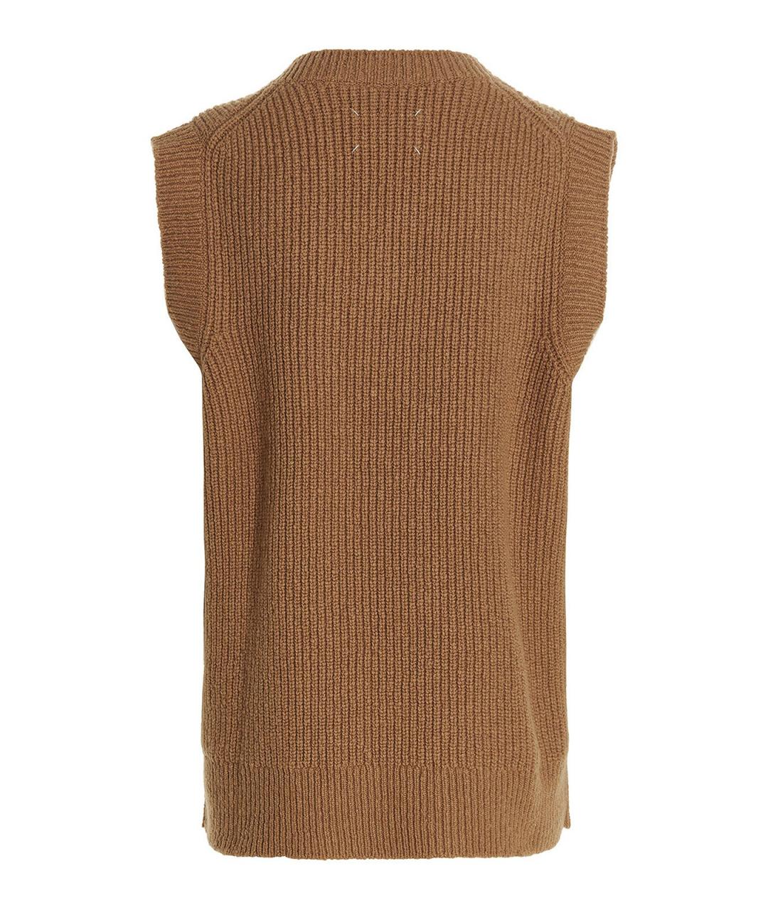 MM6 MAISON MARGIELA Коричневая кашемировая жилетка, фото 2