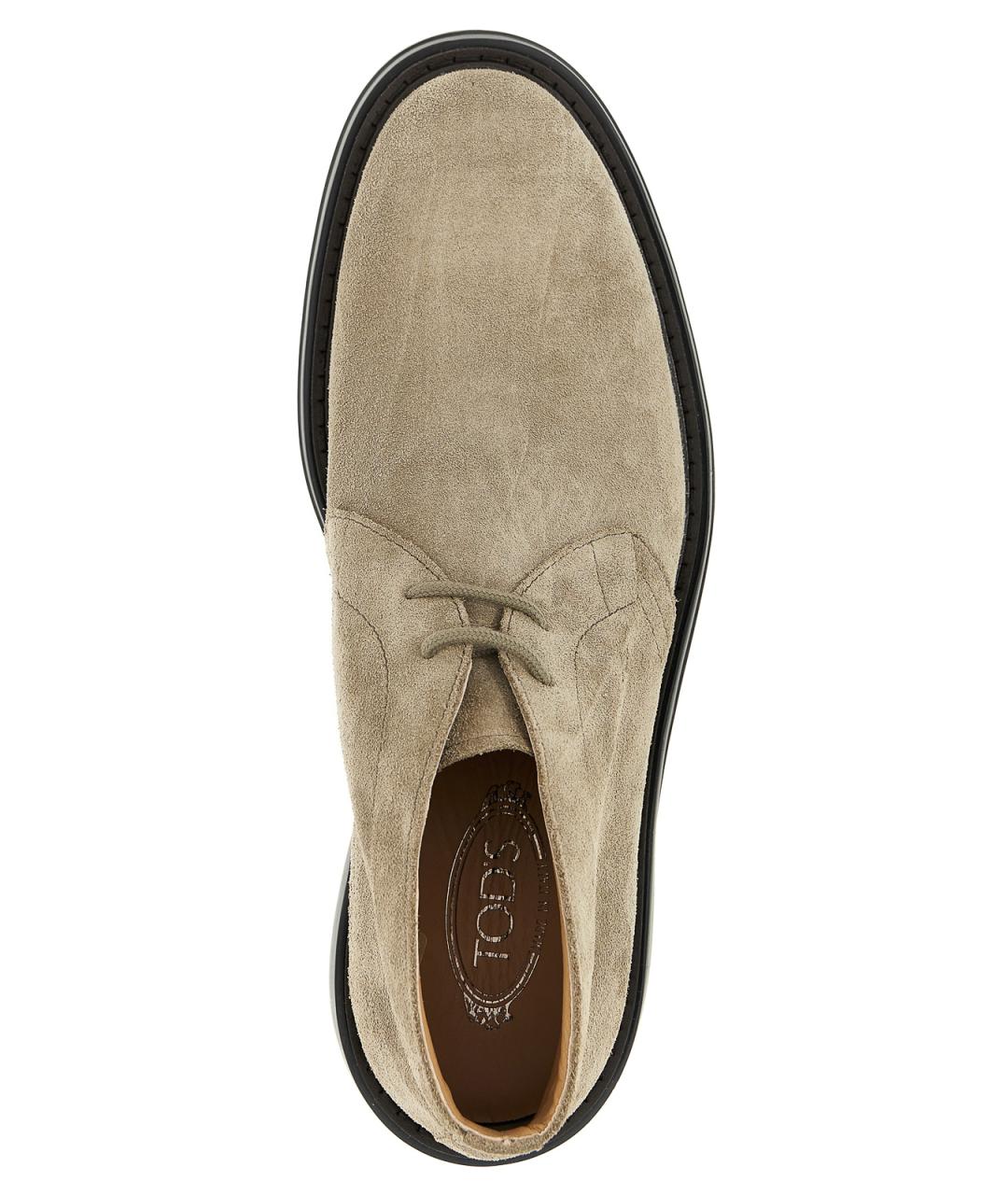 TOD'S Бежевые кожаные высокие ботинки, фото 3