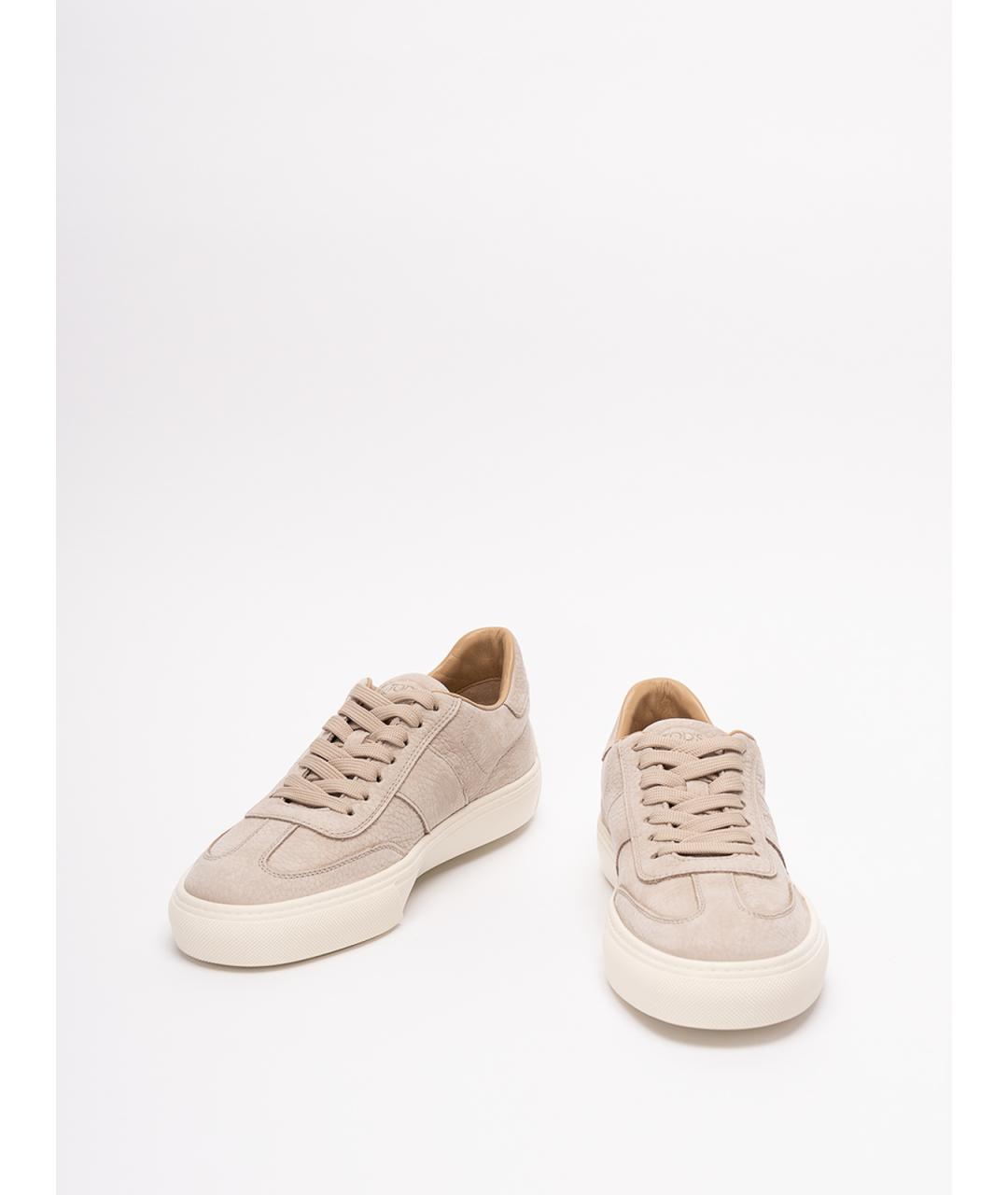 TOD'S Бежевые кожаные низкие кроссовки / кеды, фото 2