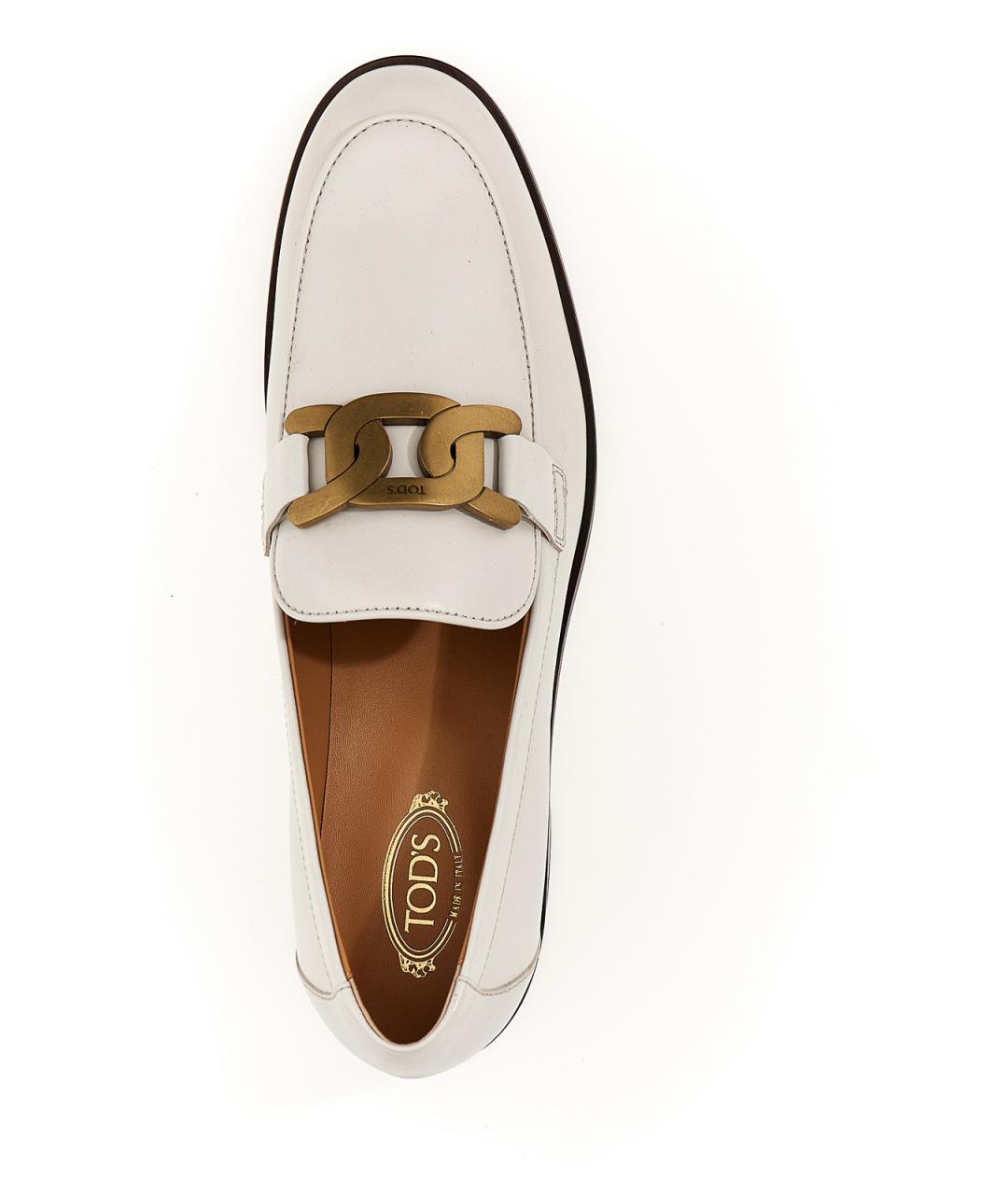 TOD'S Белые кожаные лоферы, фото 3