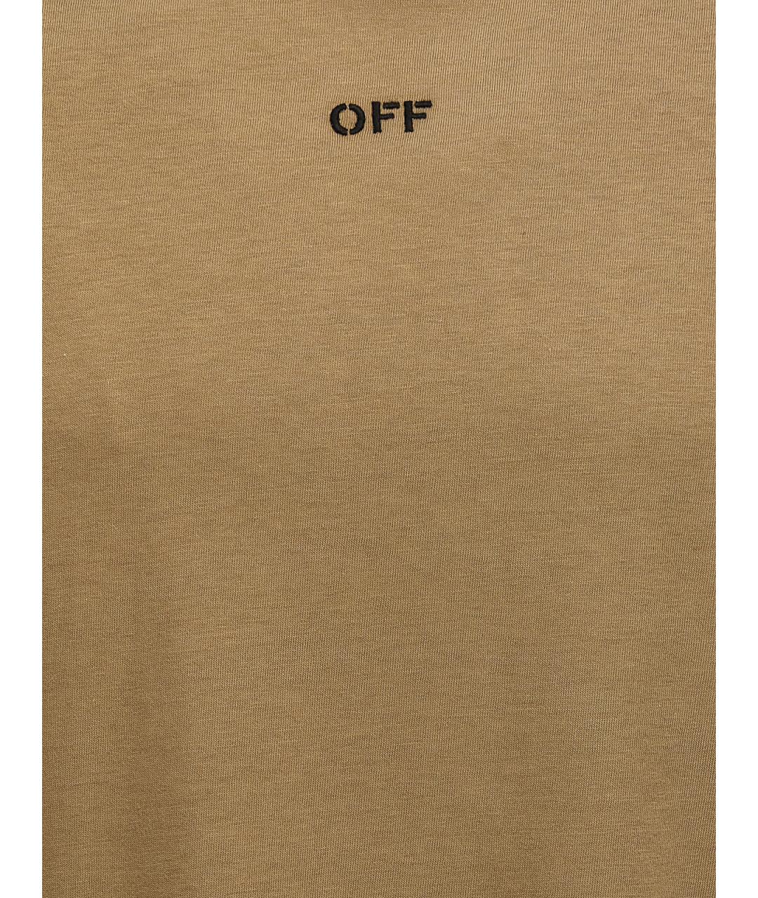 OFF-WHITE Зеленая хлопковая футболка, фото 4