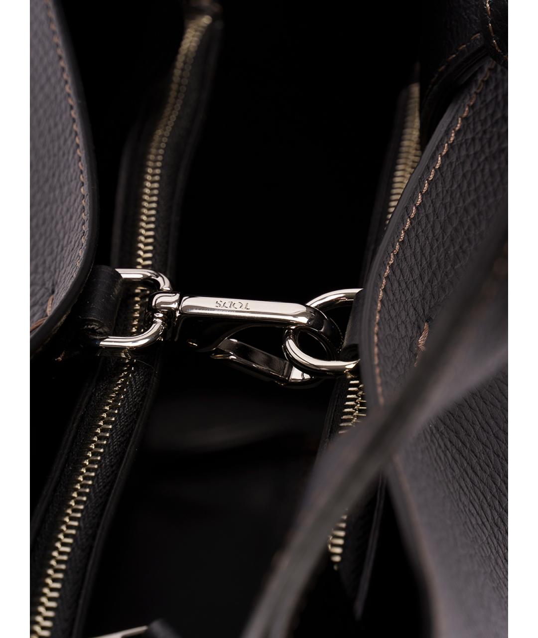 TOD'S Черная кожаная сумка тоут, фото 4