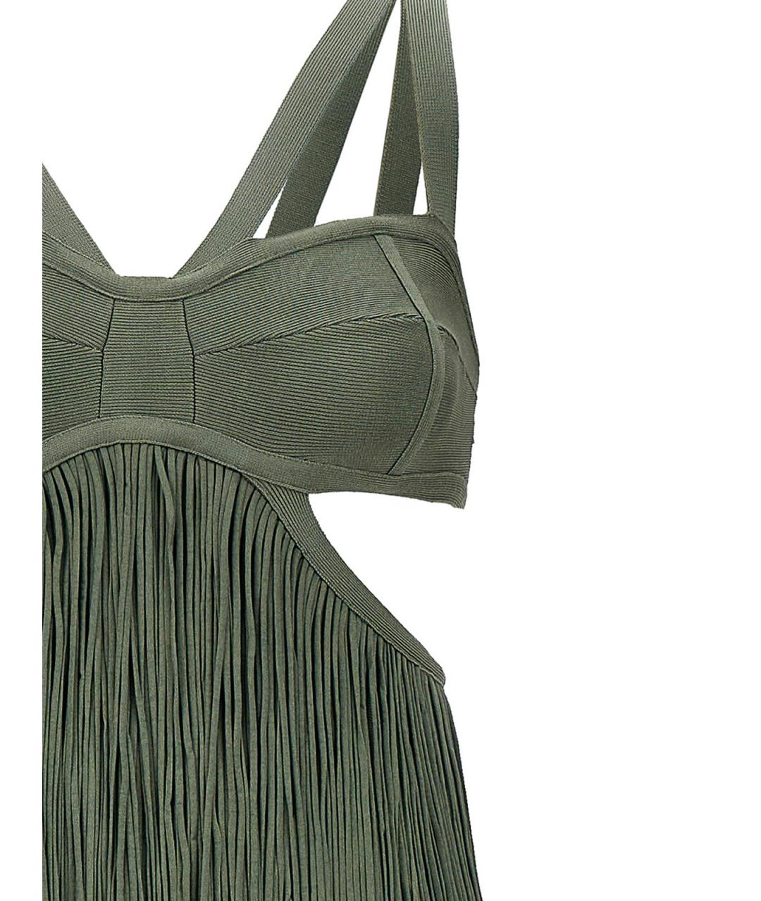 HERVE LEGER Зеленое коктейльное платье, фото 4
