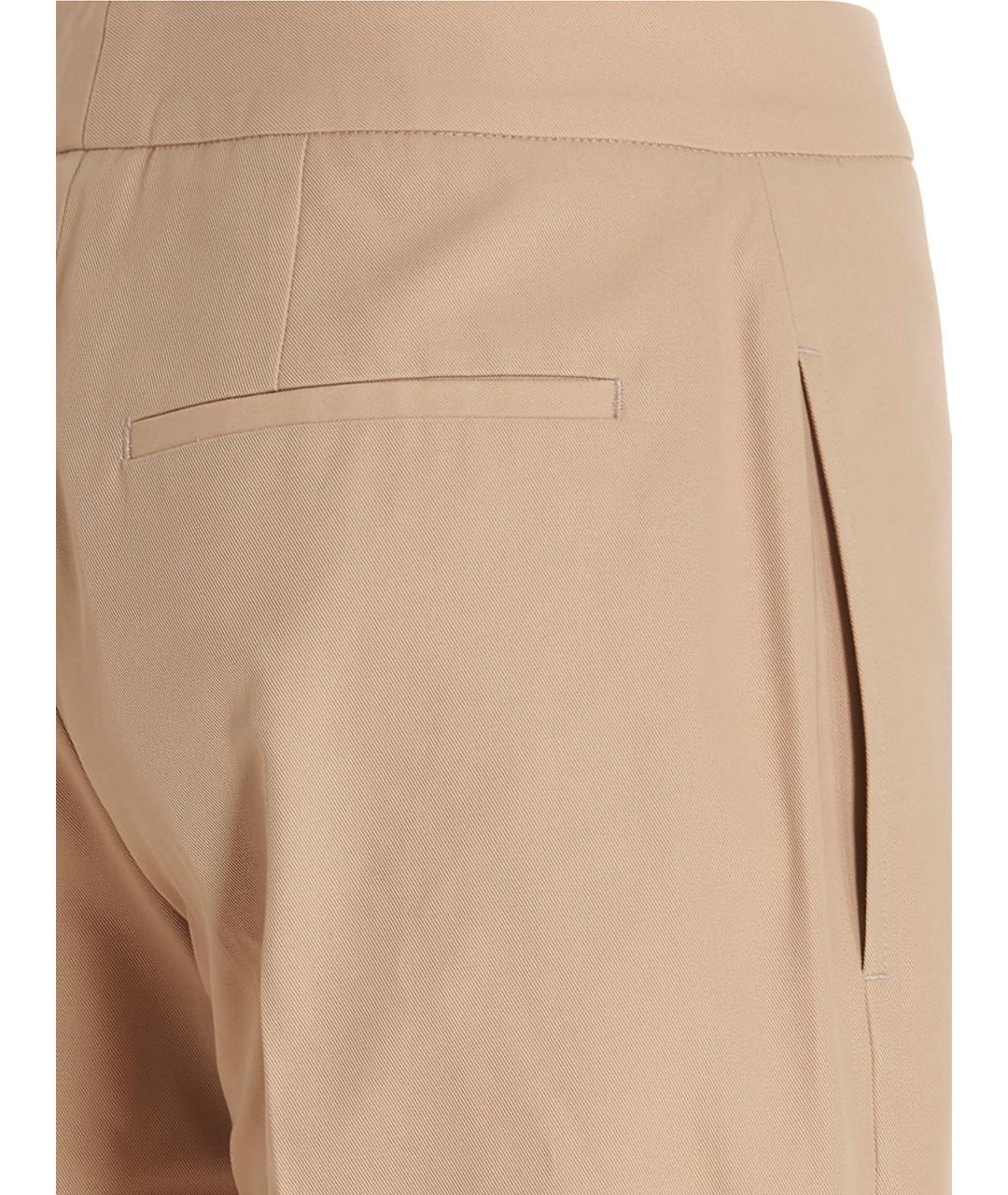 JIL SANDER Бежевые хлопковые брюки широкие, фото 4