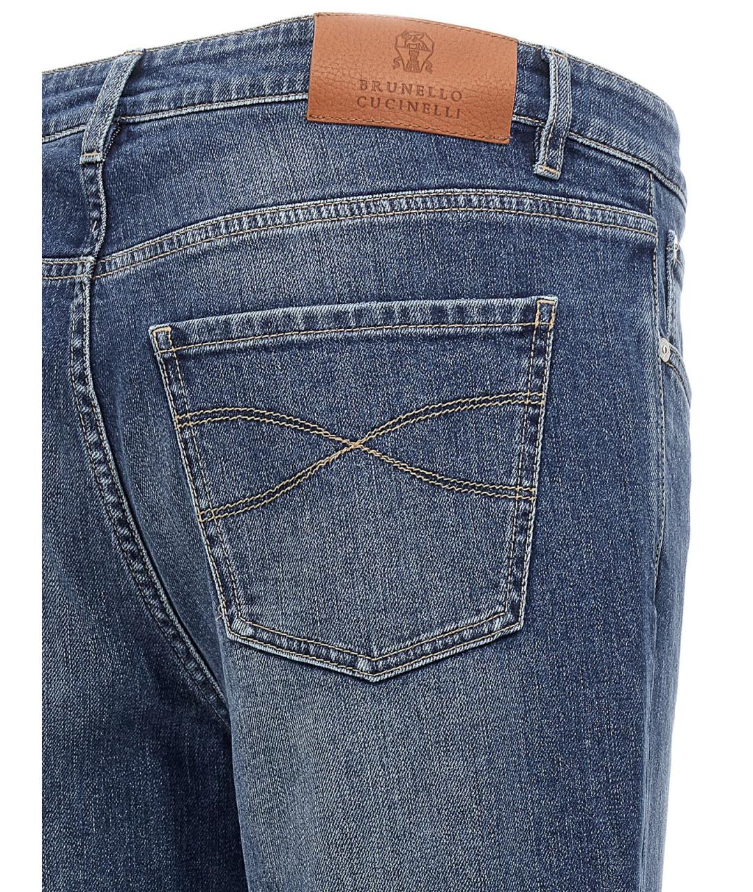 BRUNELLO CUCINELLI Синие хлопковые прямые джинсы, фото 4