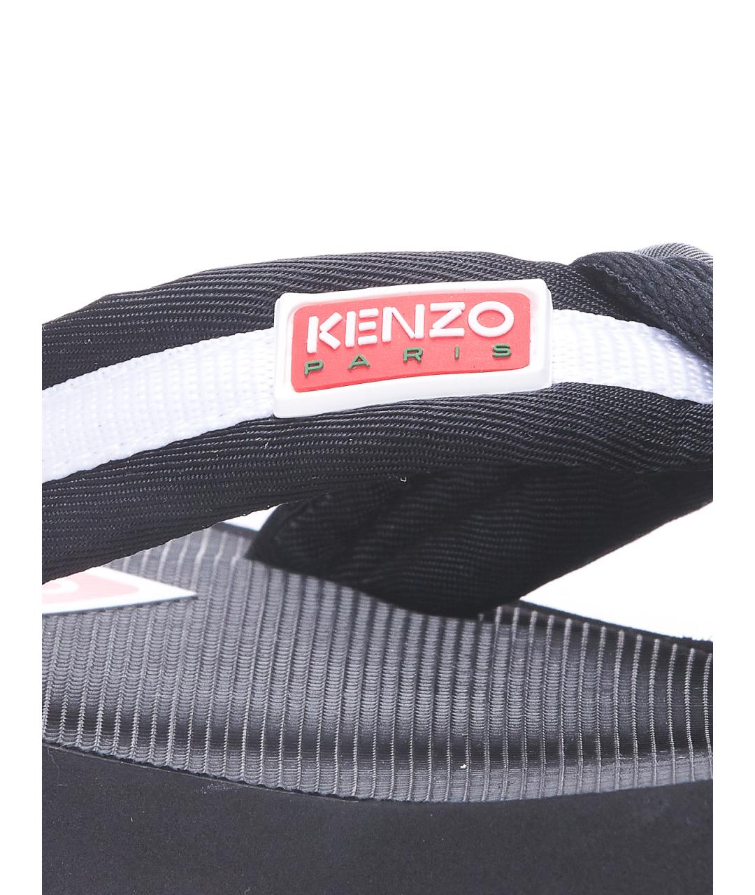KENZO Черные резиновые шлепанцы, фото 3