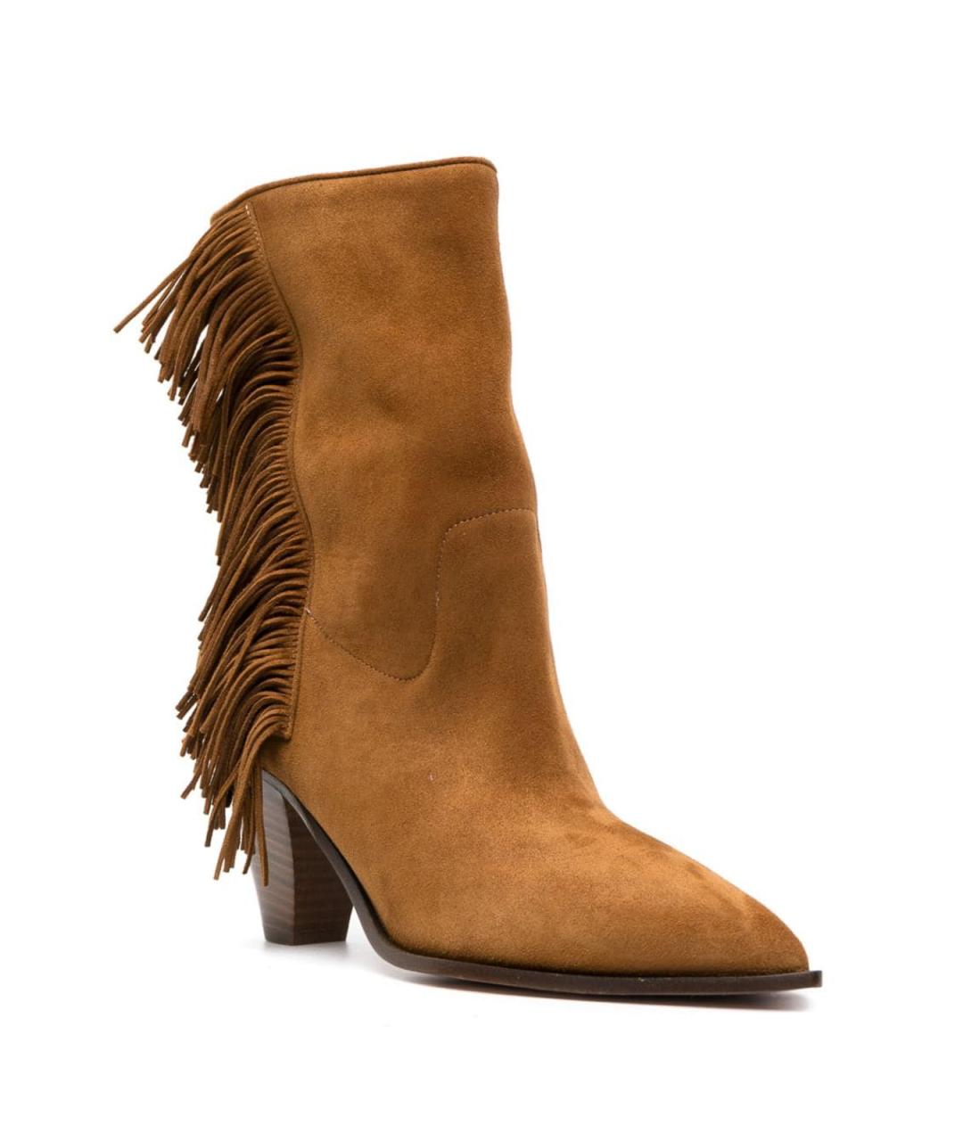 AQUAZZURA Коричневые замшевые ботильоны, фото 4