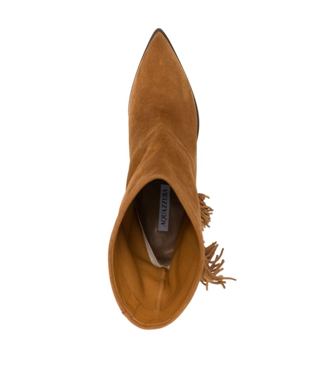 AQUAZZURA Коричневые замшевые ботильоны, фото 3