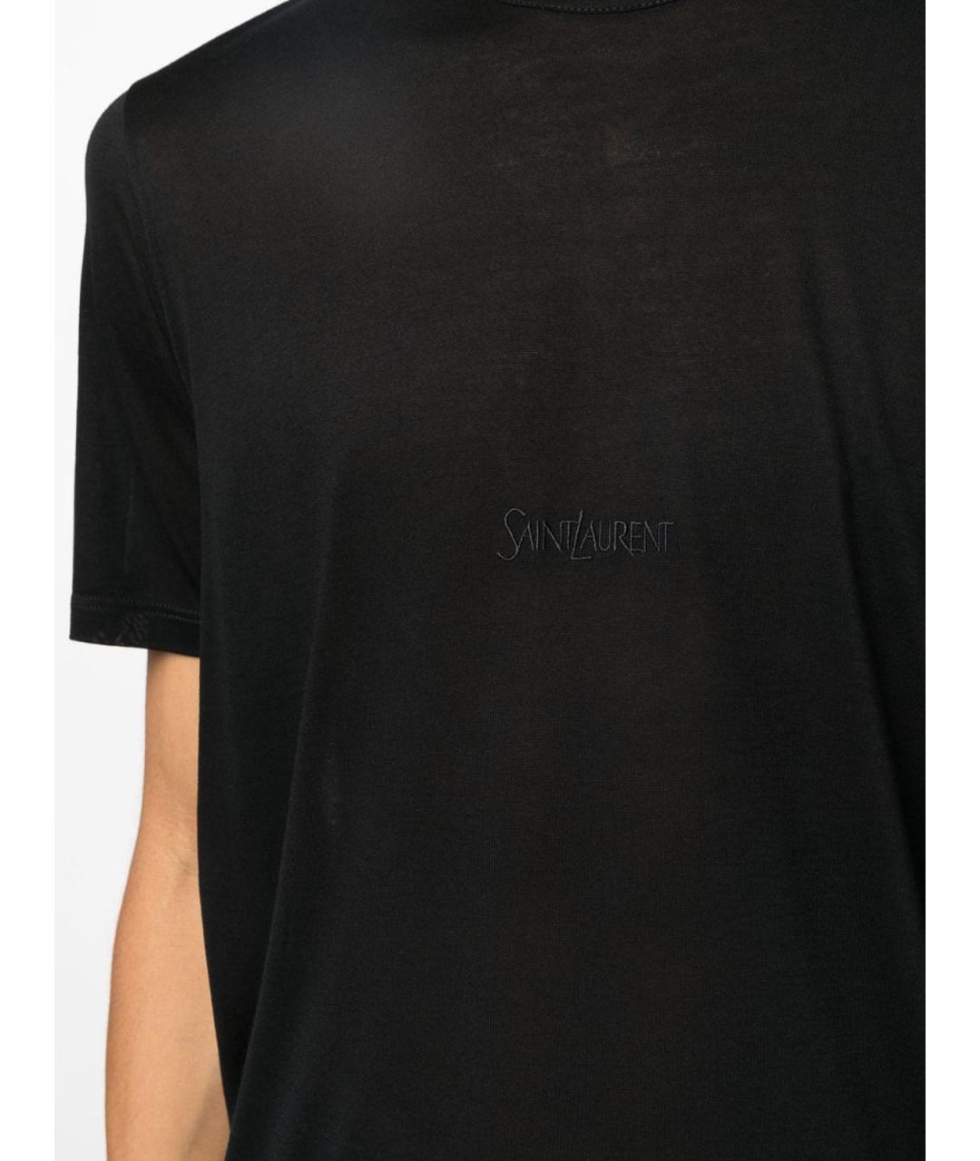 SAINT LAURENT Черная хлопковая футболка, фото 4