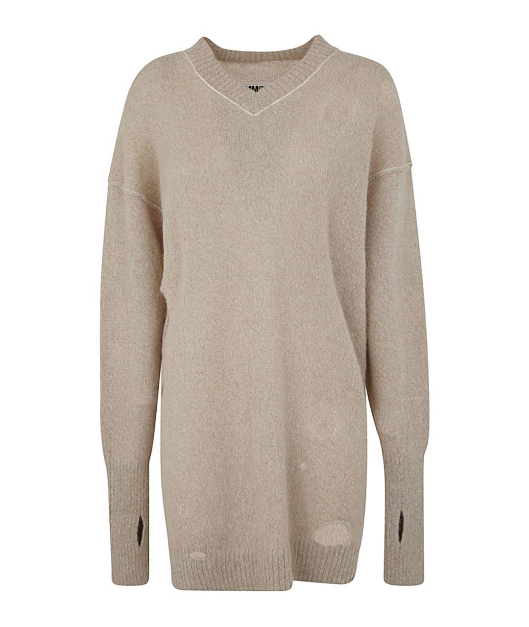 MM6 MAISON MARGIELA Бежевое хлопковое повседневное платье, фото 1