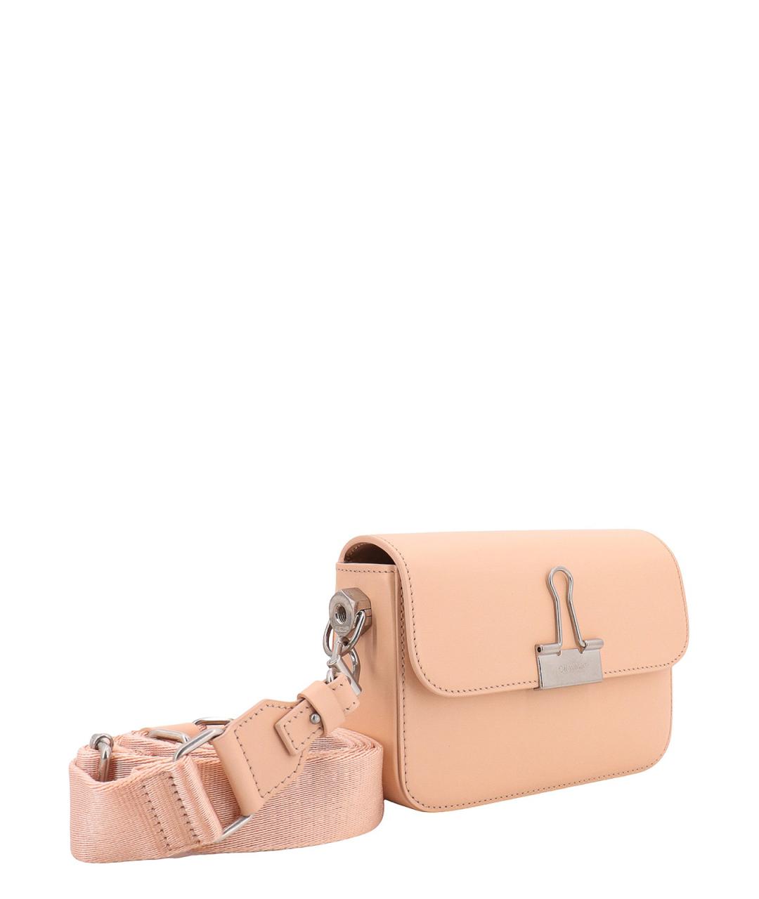 OFF-WHITE Бежевая кожаная сумка через плечо, фото 3