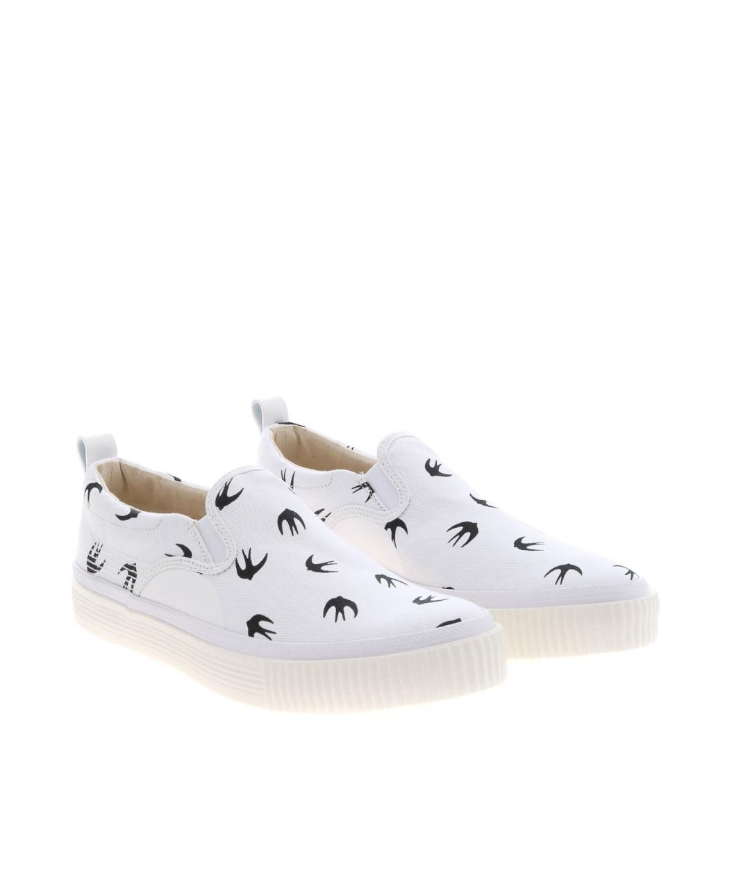 MCQ ALEXANDER MCQUEEN Белые кожаные слипоны, фото 3