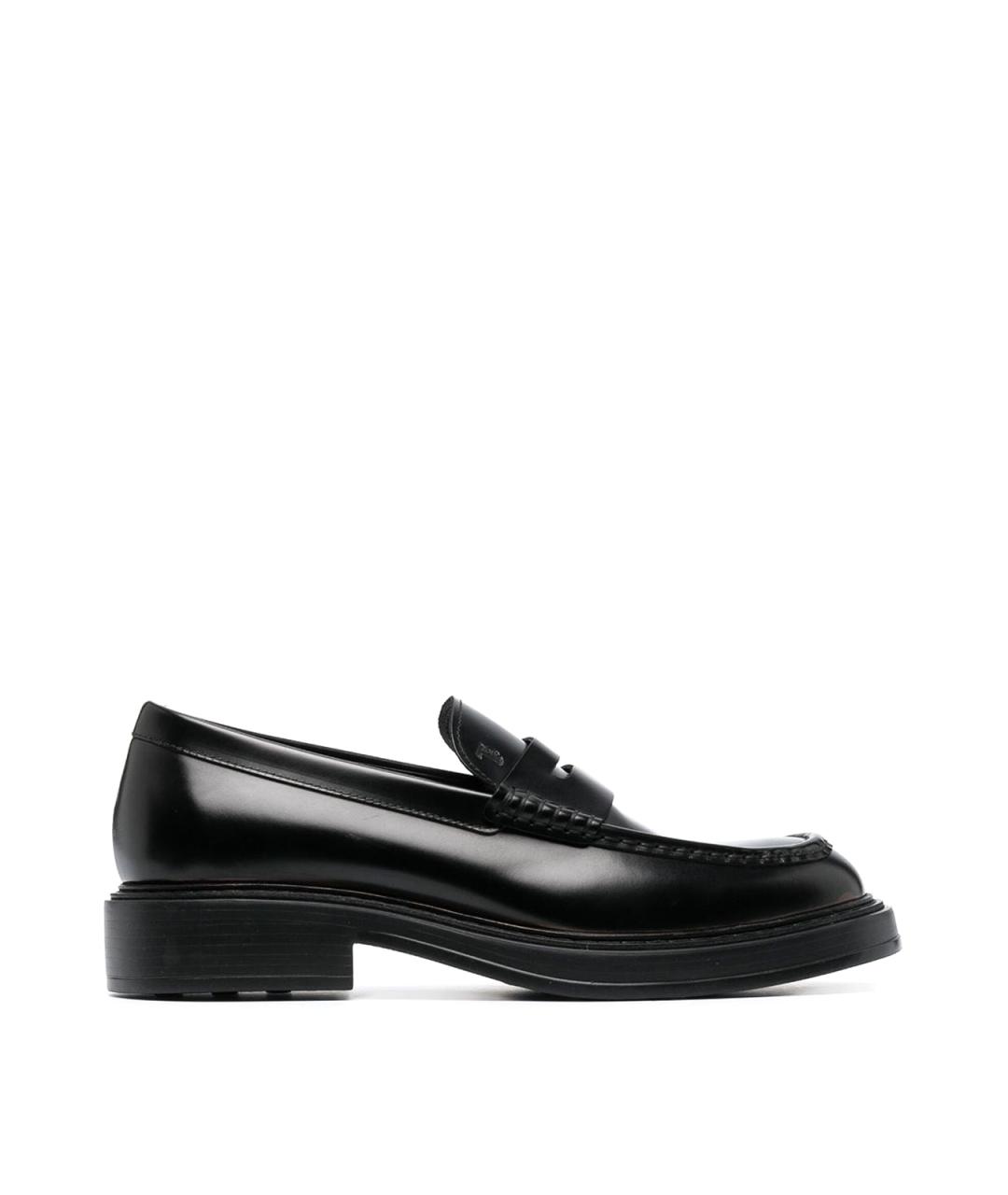 TOD'S Черные кожаные лоферы, фото 1