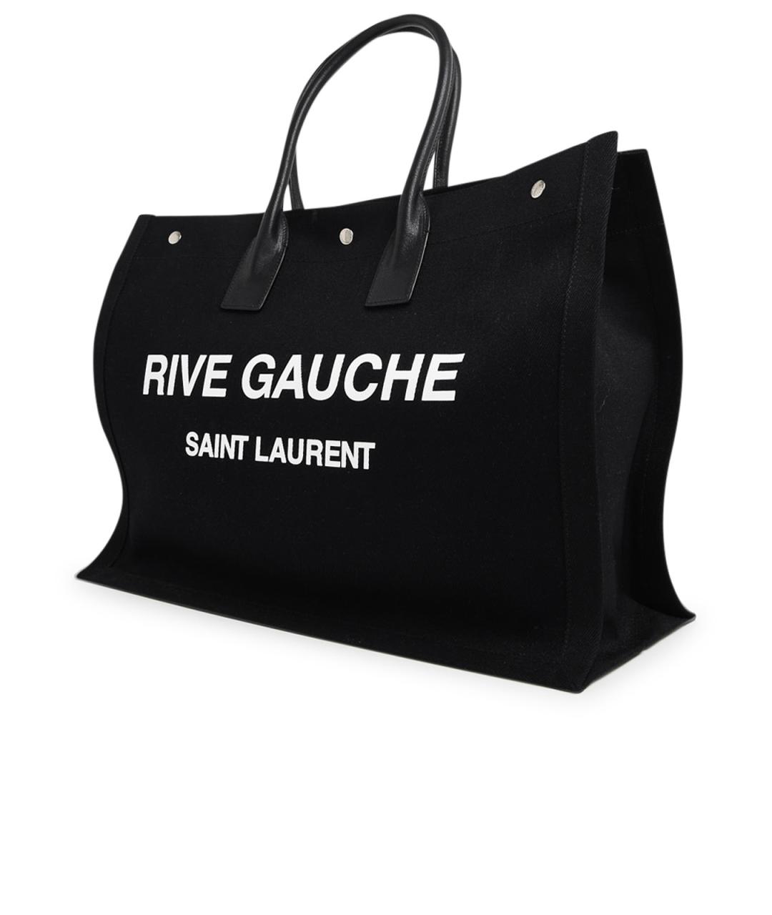 SAINT LAURENT Черная хлопковая сумка тоут, фото 2
