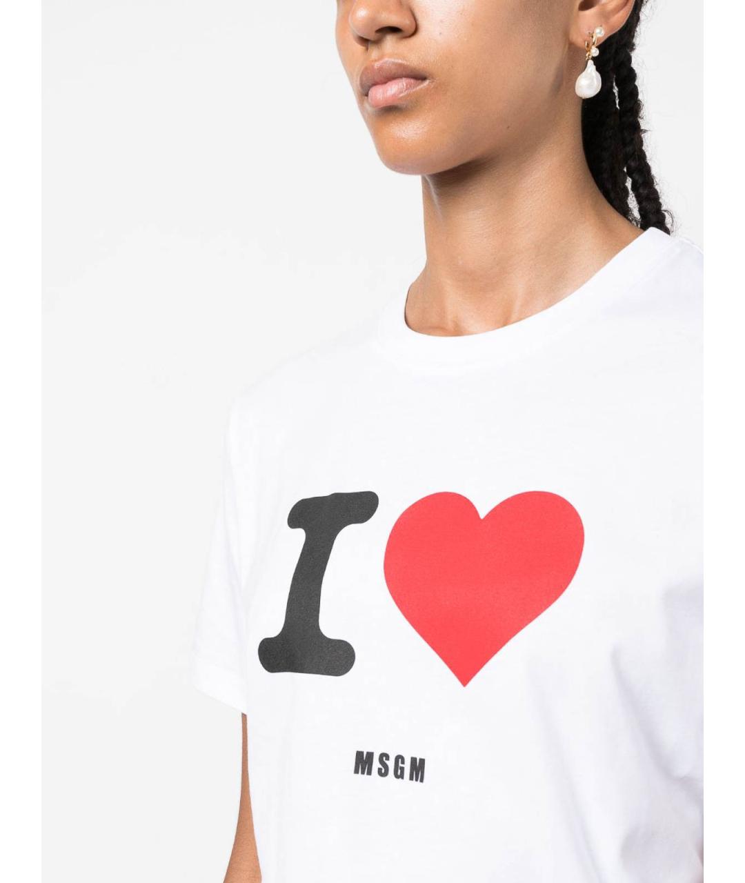 MSGM Белая хлопковая футболка, фото 2
