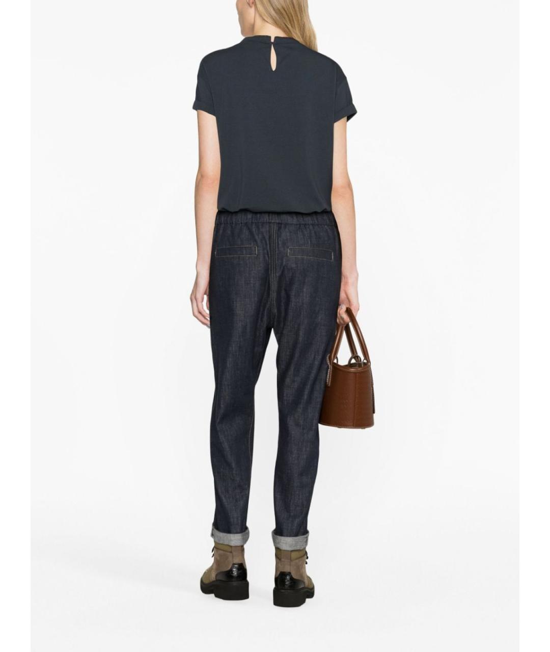 BRUNELLO CUCINELLI Антрацитовая хлопковая футболка, фото 3