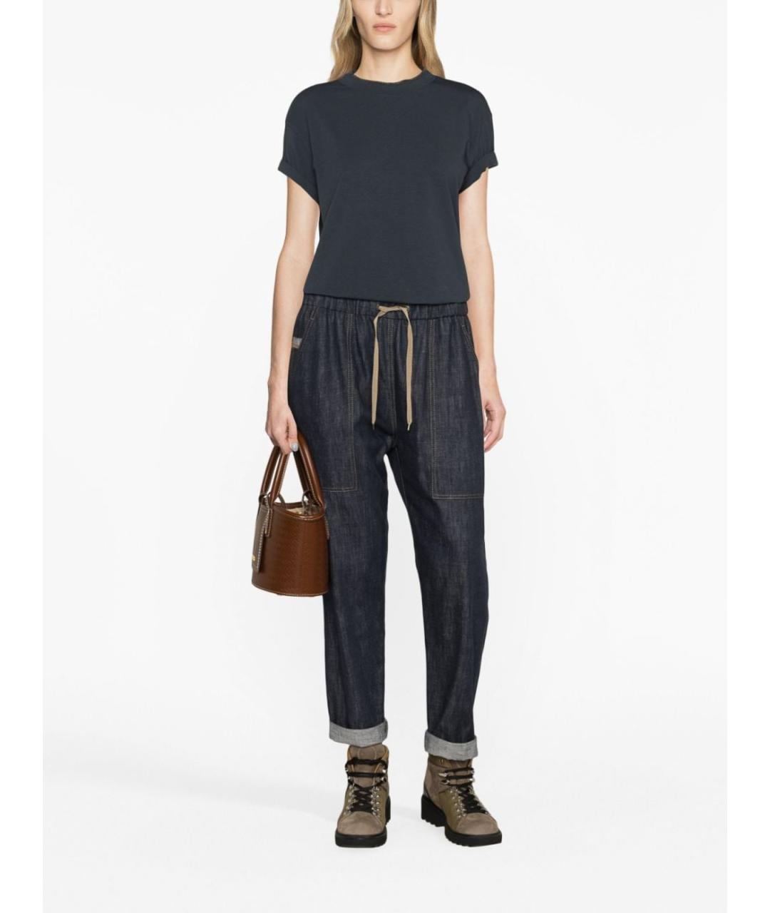 BRUNELLO CUCINELLI Антрацитовая хлопковая футболка, фото 4