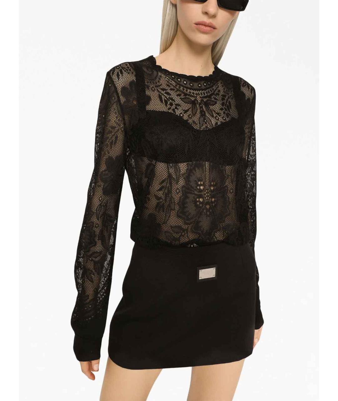DOLCE&GABBANA Черная вискозная юбка мини, фото 2