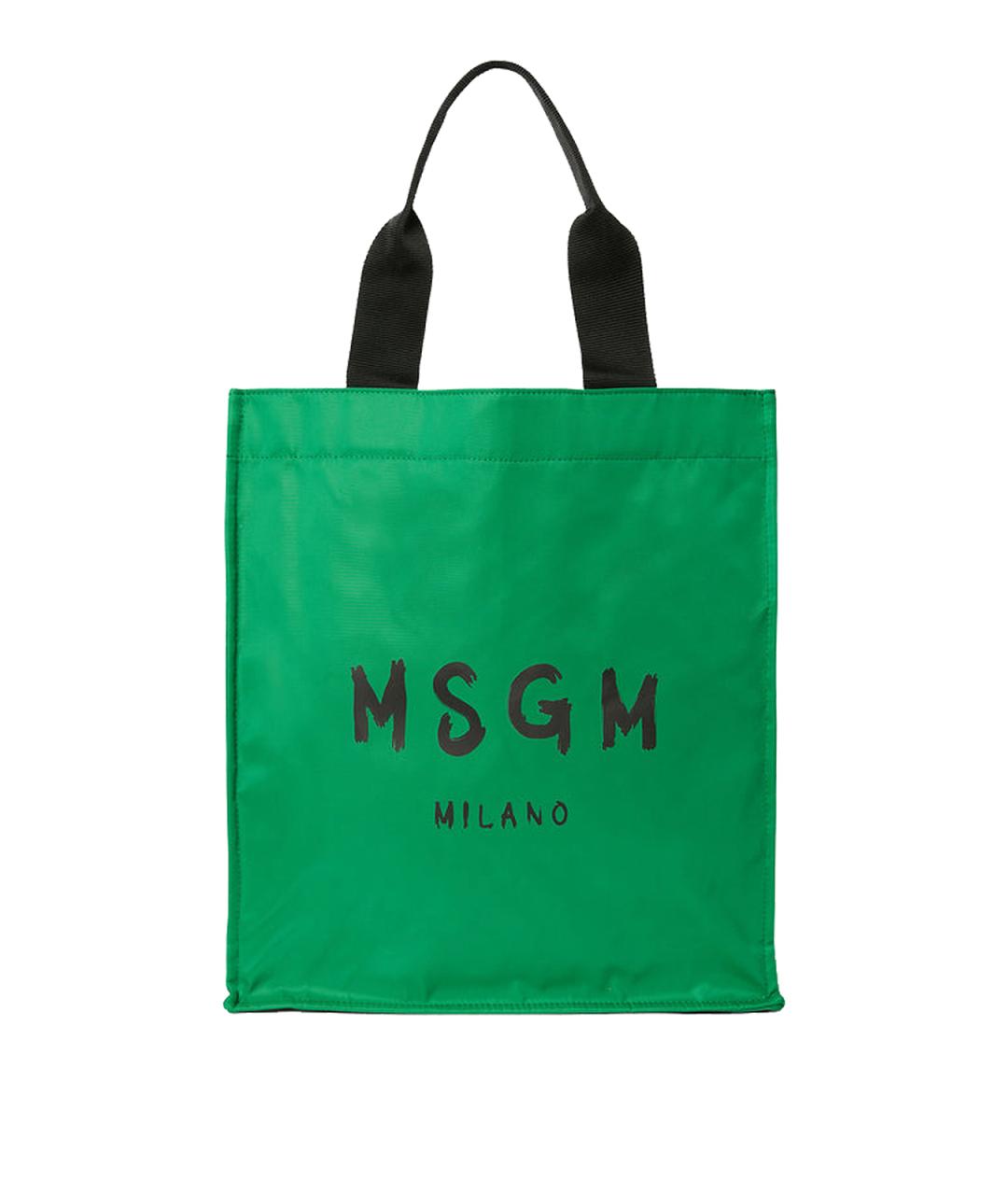 MSGM Зеленая тканевая сумка тоут, фото 1