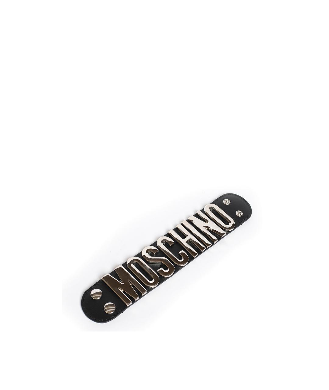 MOSCHINO Черный кожаный браслет, фото 2