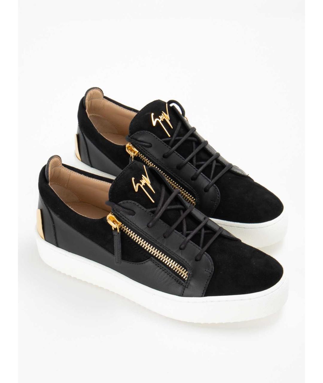 GIUSEPPE ZANOTTI DESIGN Черные кожаные низкие кроссовки / кеды, фото 2