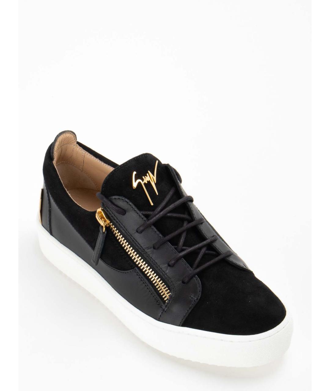 GIUSEPPE ZANOTTI DESIGN Черные кожаные низкие кроссовки / кеды, фото 5