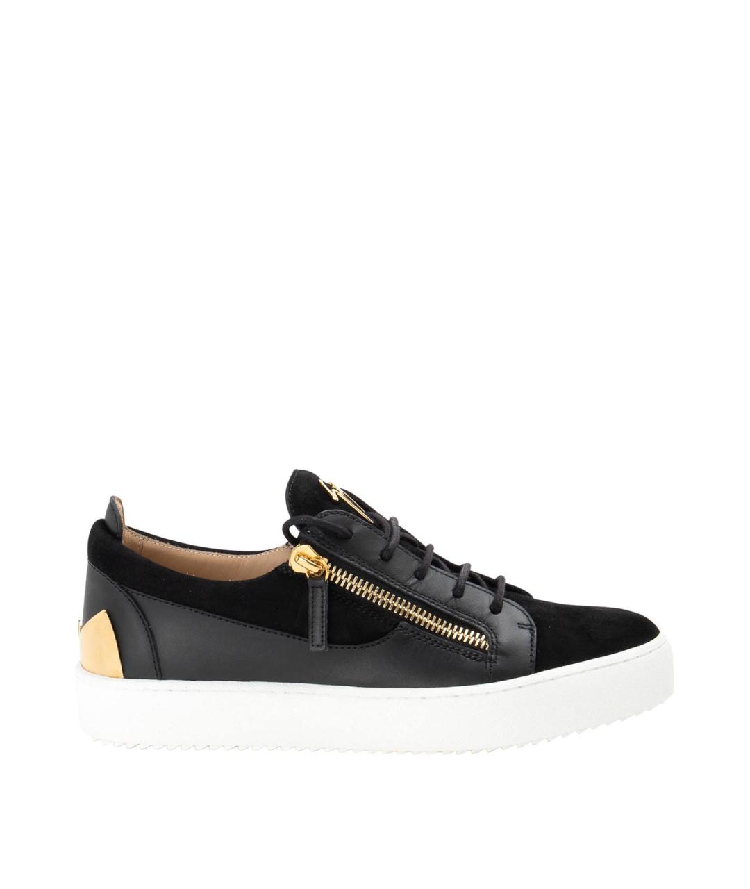 GIUSEPPE ZANOTTI DESIGN Черные кожаные низкие кроссовки / кеды, фото 1