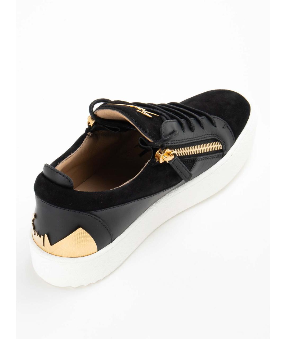 GIUSEPPE ZANOTTI DESIGN Черные кожаные низкие кроссовки / кеды, фото 3