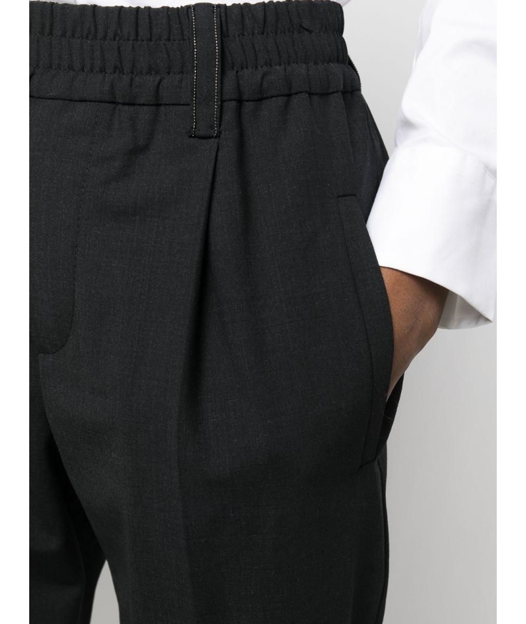 BRUNELLO CUCINELLI Черные шерстяные брюки узкие, фото 3