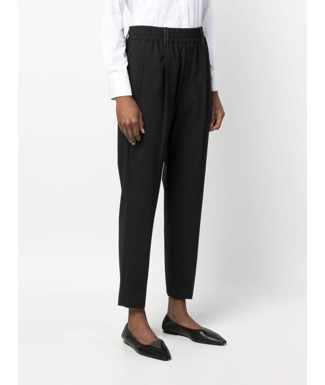 BRUNELLO CUCINELLI Черные шерстяные брюки узкие, фото 4