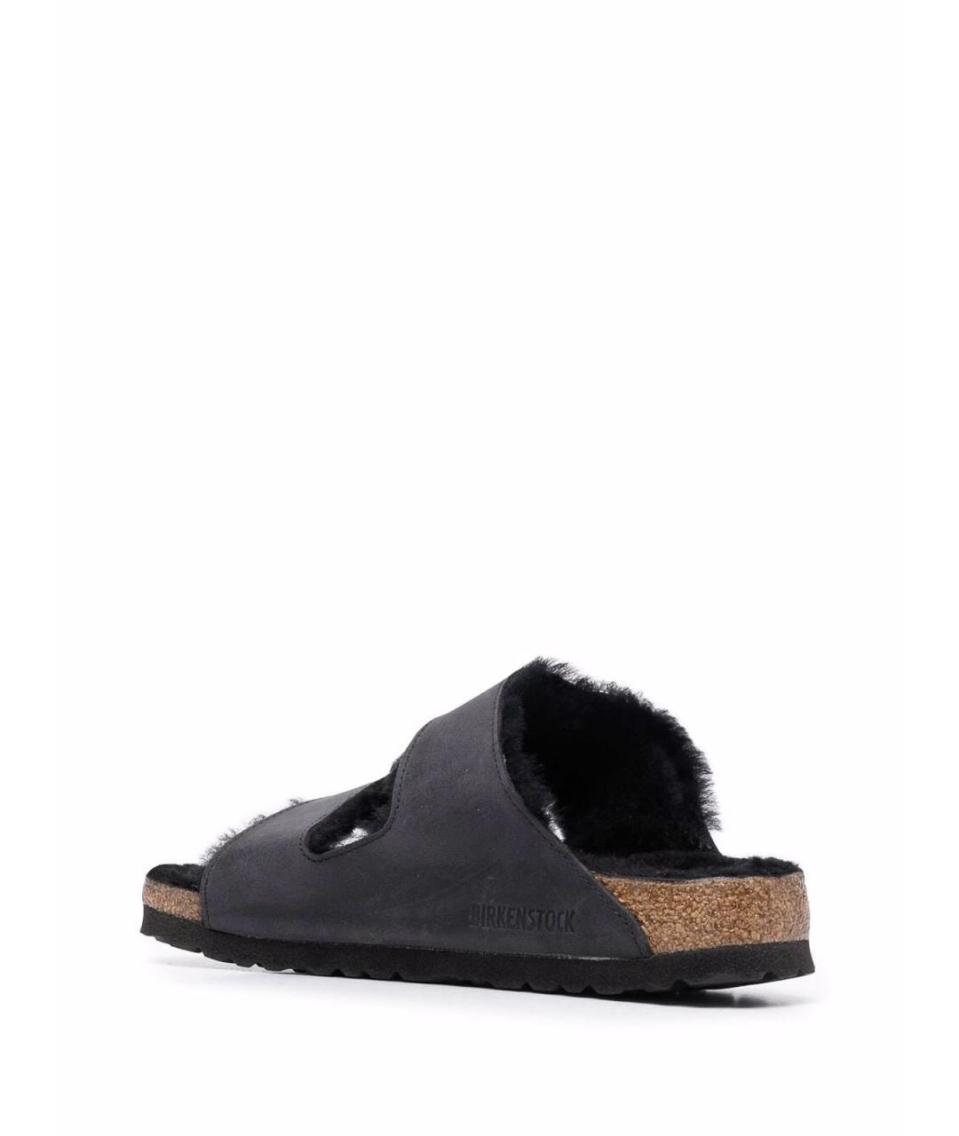 BIRKENSTOCK Черные кожаные шлепанцы, фото 2