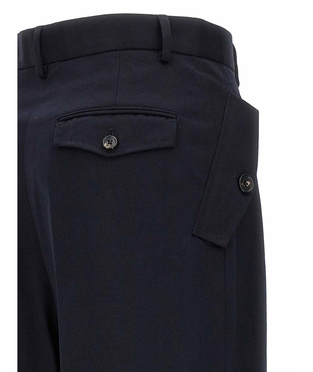 LANVIN Темно-синие хлопковые прямые брюки, фото 4