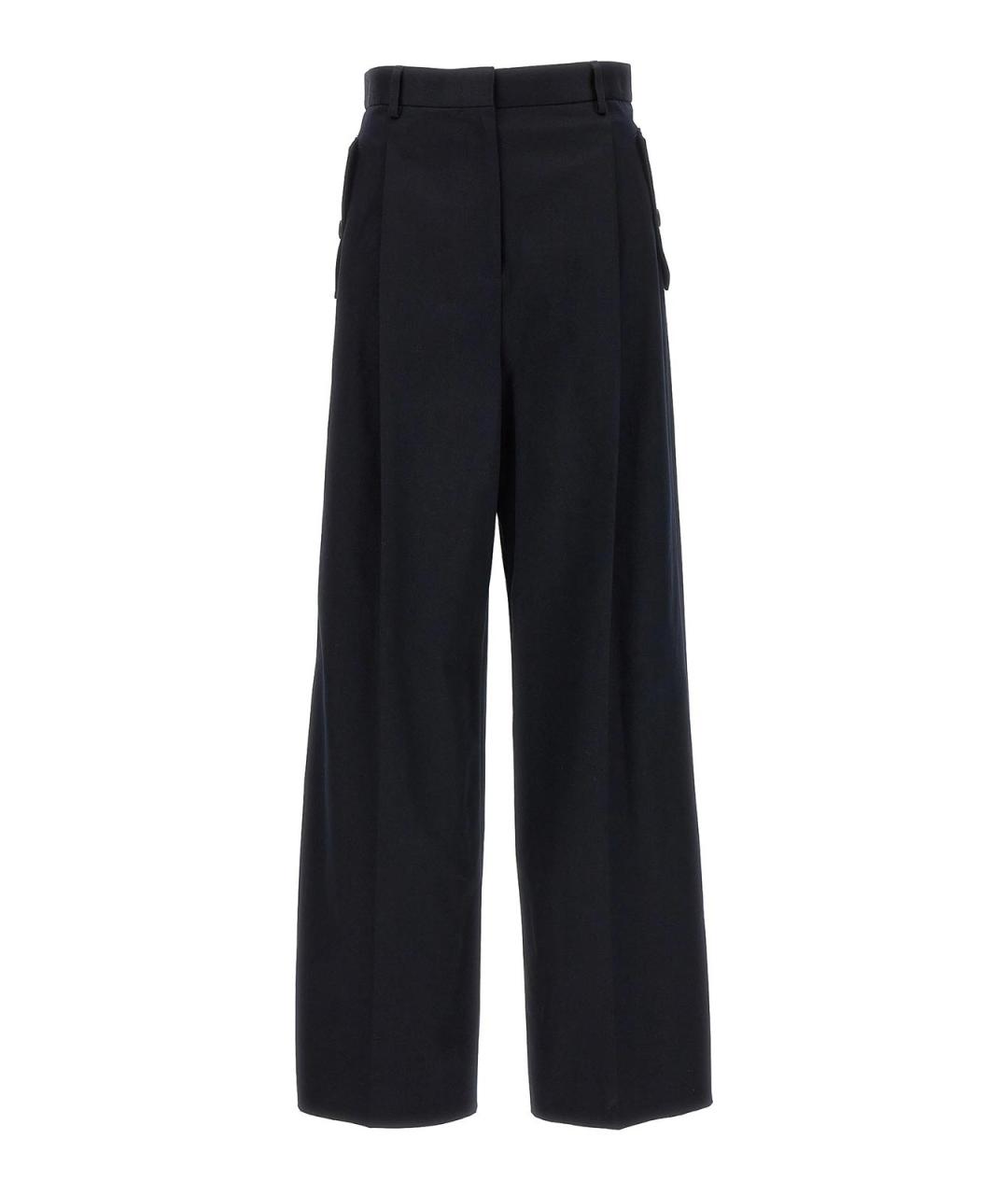LANVIN Темно-синие хлопковые прямые брюки, фото 1