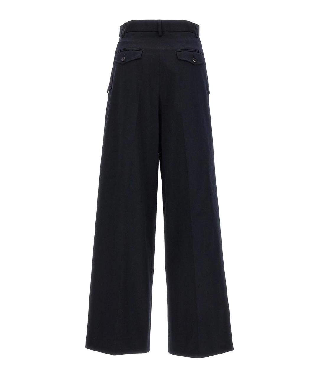 LANVIN Темно-синие хлопковые прямые брюки, фото 2