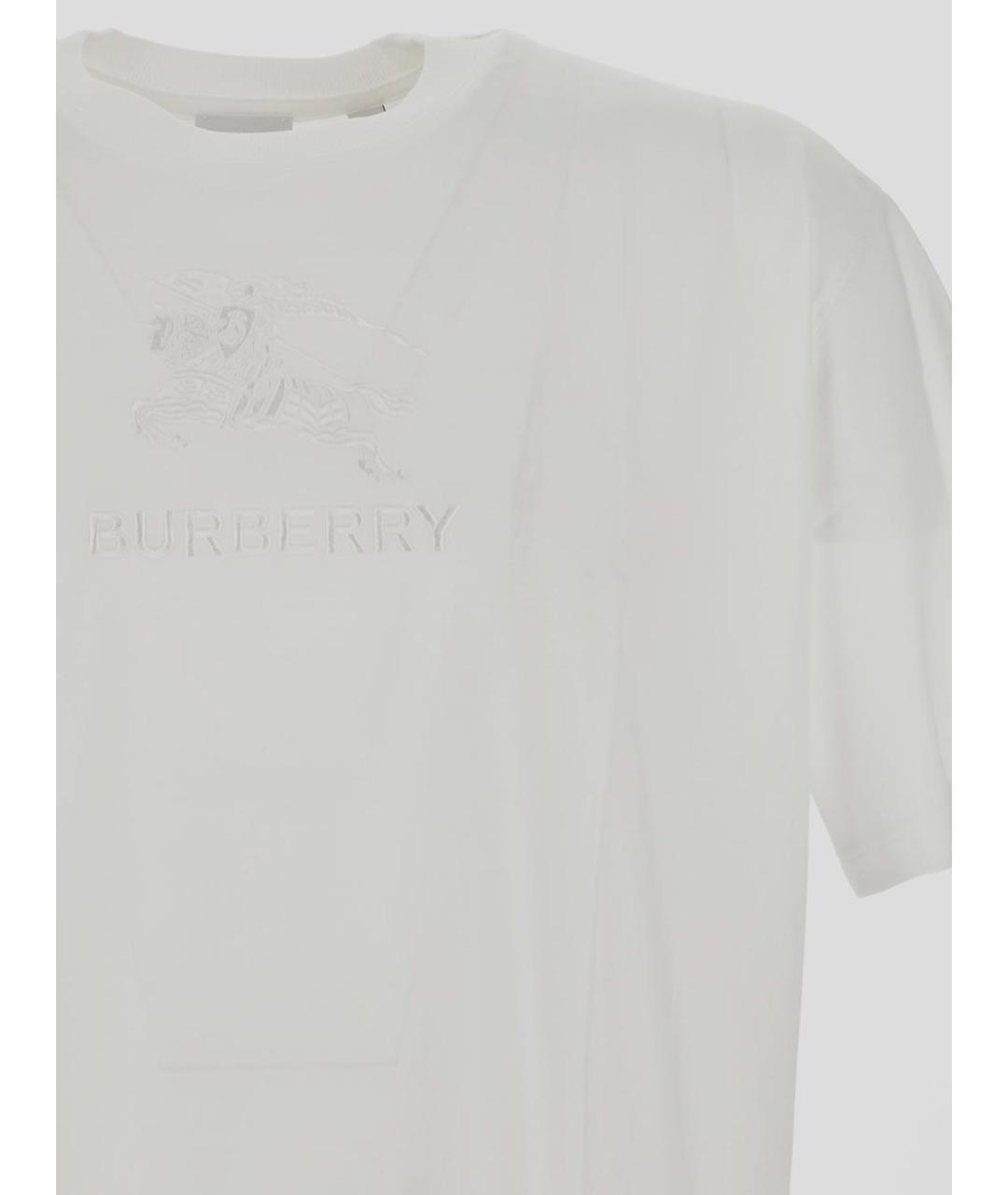 BURBERRY Белая хлопковая футболка, фото 3