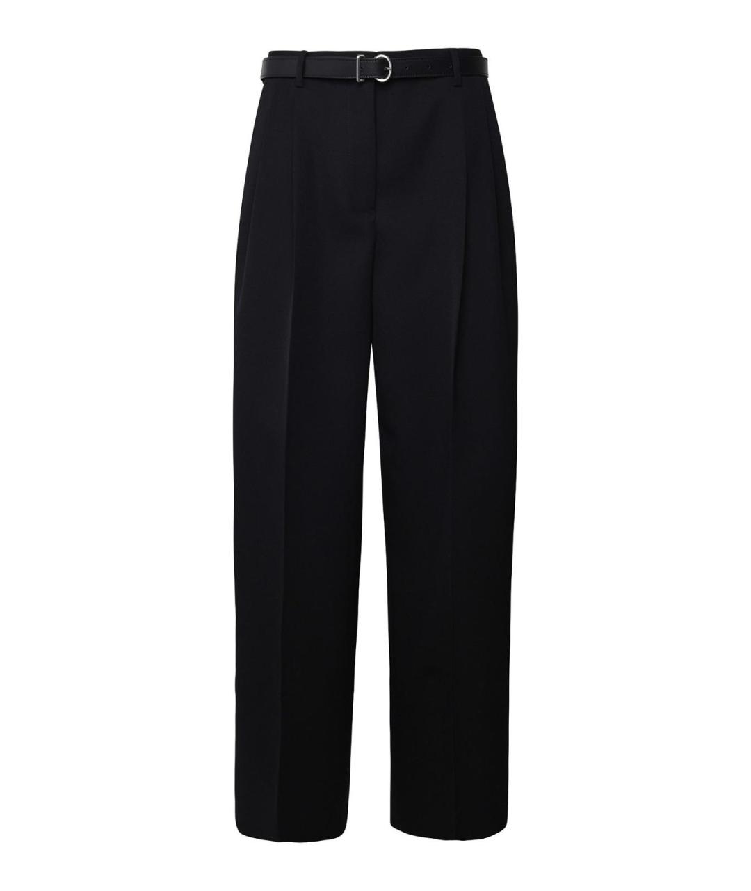 JIL SANDER Черные хлопковые прямые брюки, фото 1