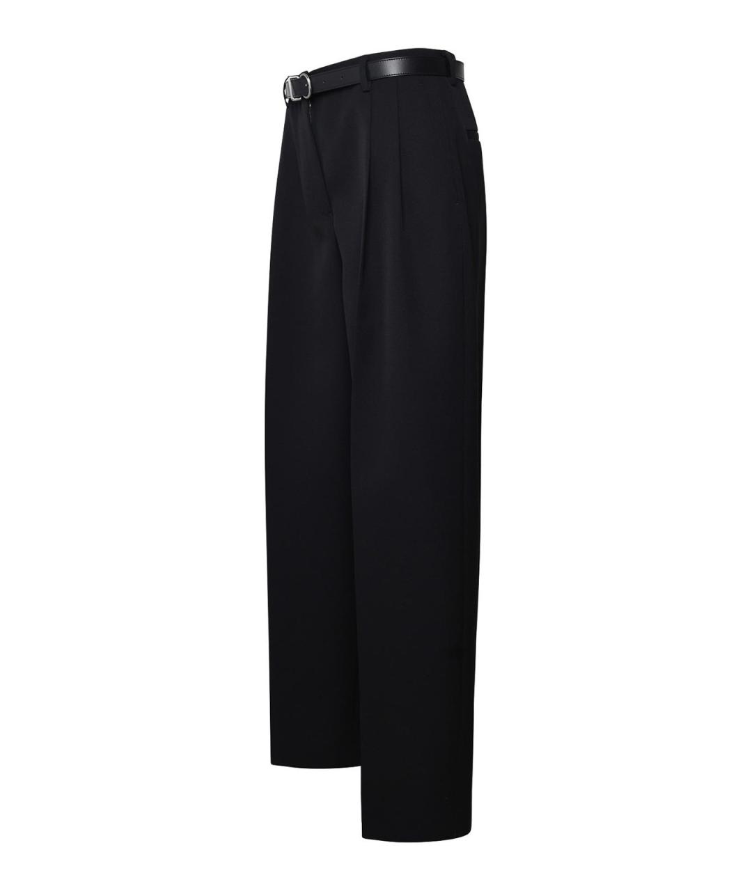 JIL SANDER Черные хлопковые прямые брюки, фото 3