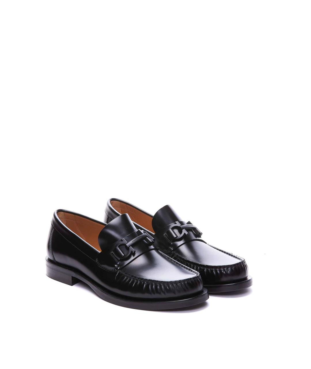 FERRAGAMO Черные кожаные лоферы, фото 4