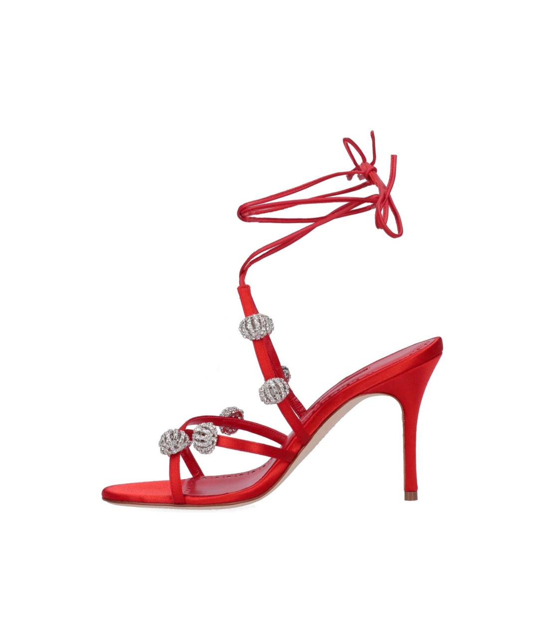MANOLO BLAHNIK Красные текстильные босоножки, фото 3
