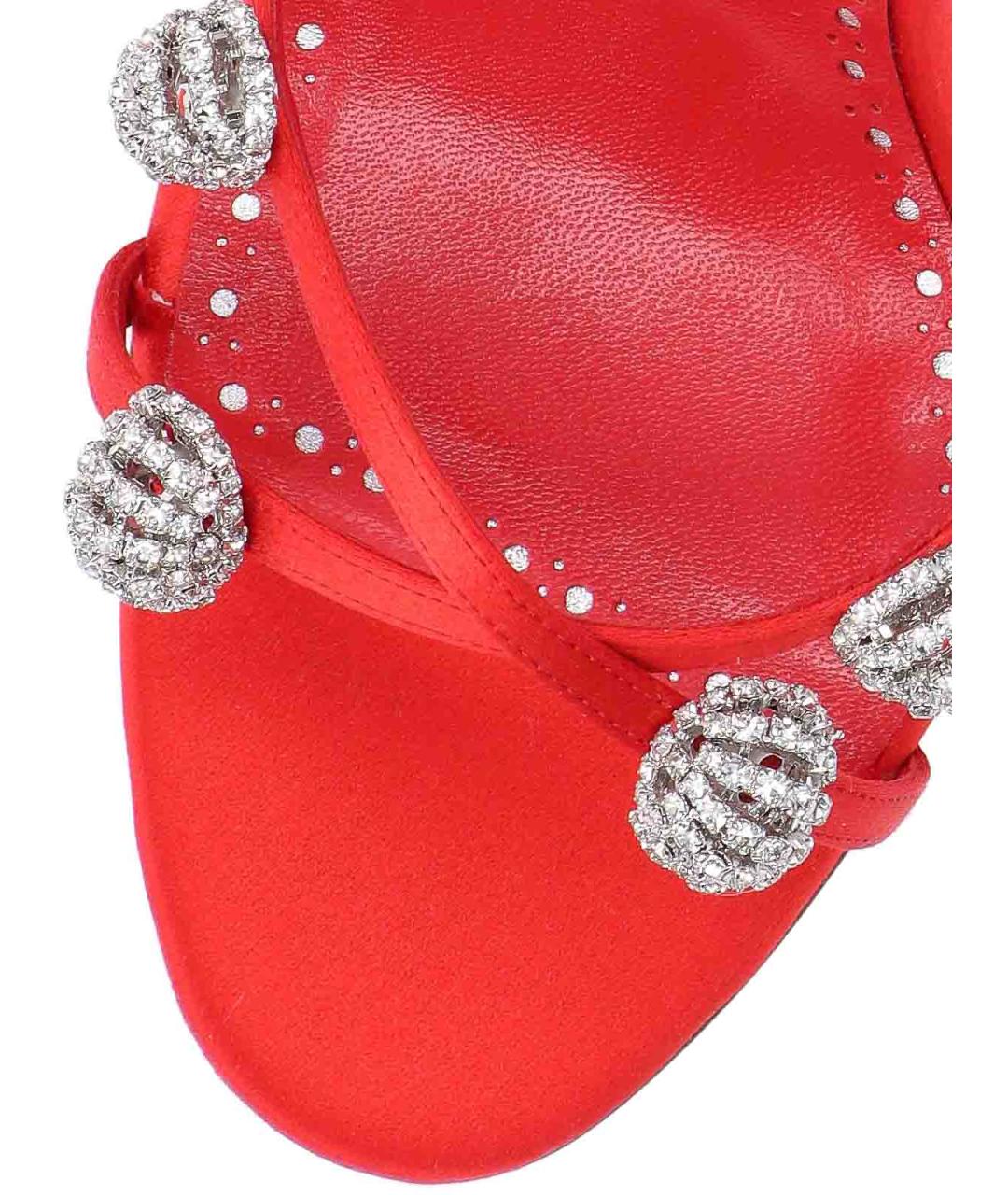 MANOLO BLAHNIK Красные текстильные босоножки, фото 5