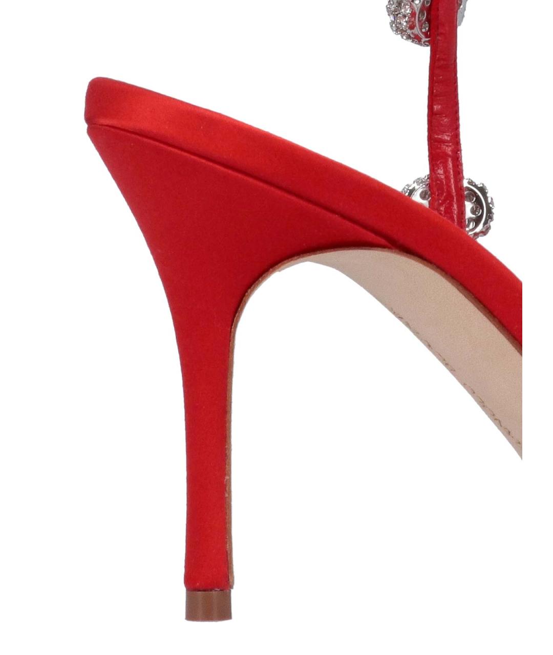 MANOLO BLAHNIK Красные текстильные босоножки, фото 4