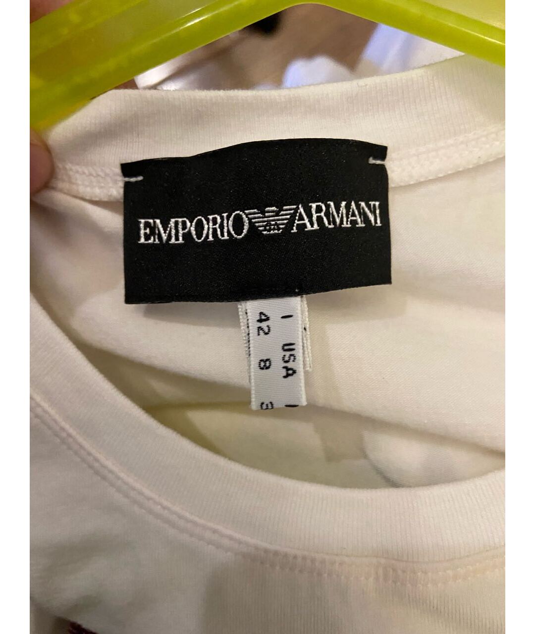 EMPORIO ARMANI Белая хлопко-эластановая футболка, фото 3