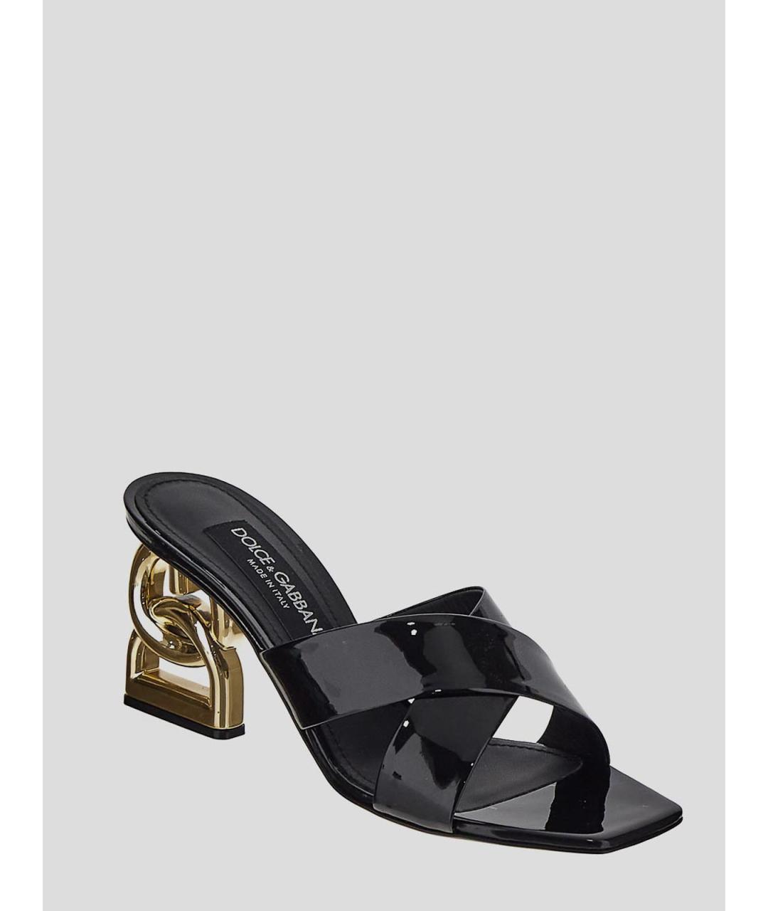 DOLCE&GABBANA Черные сандалии из лакированной кожи, фото 2