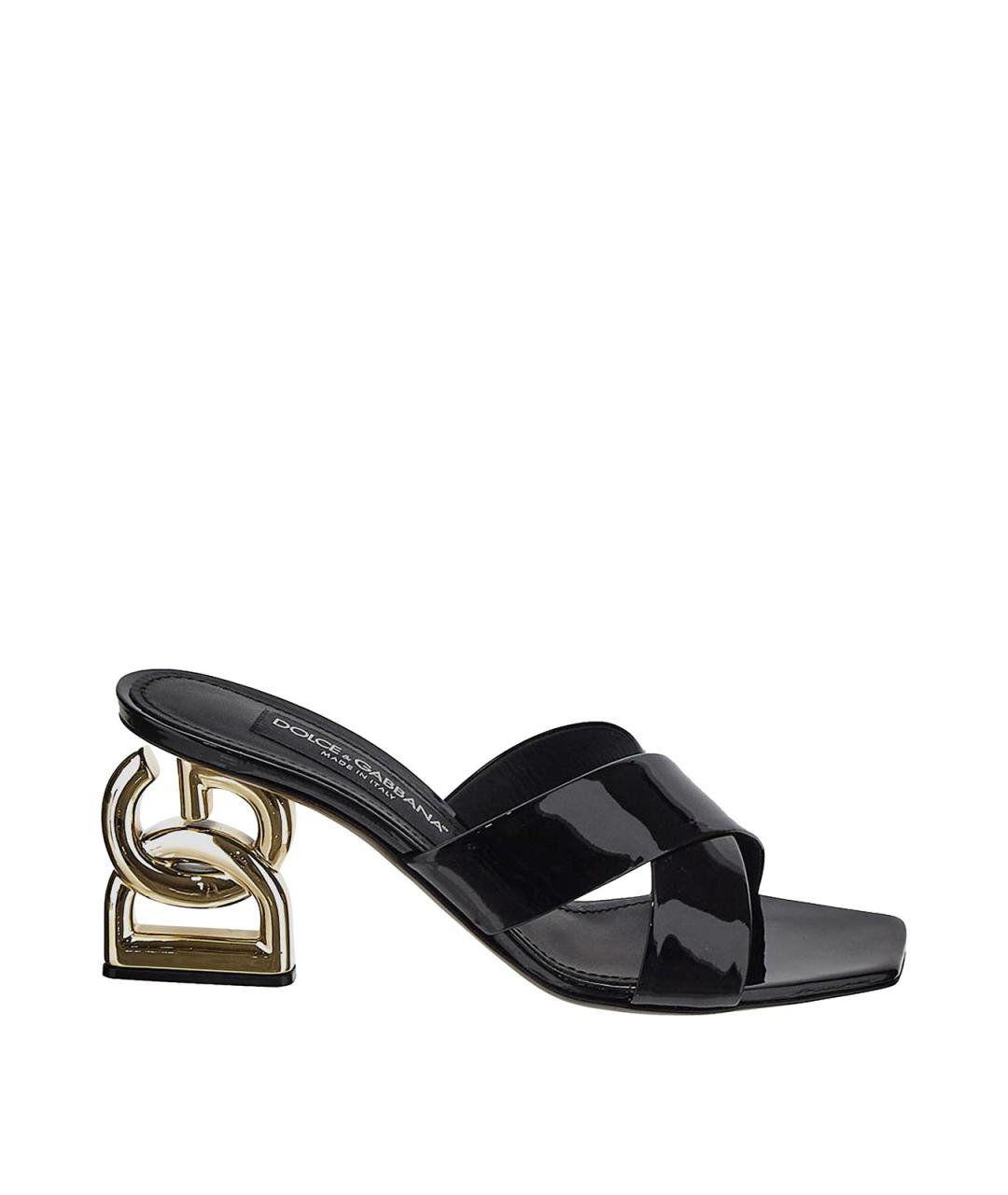 DOLCE&GABBANA Черные сандалии из лакированной кожи, фото 1