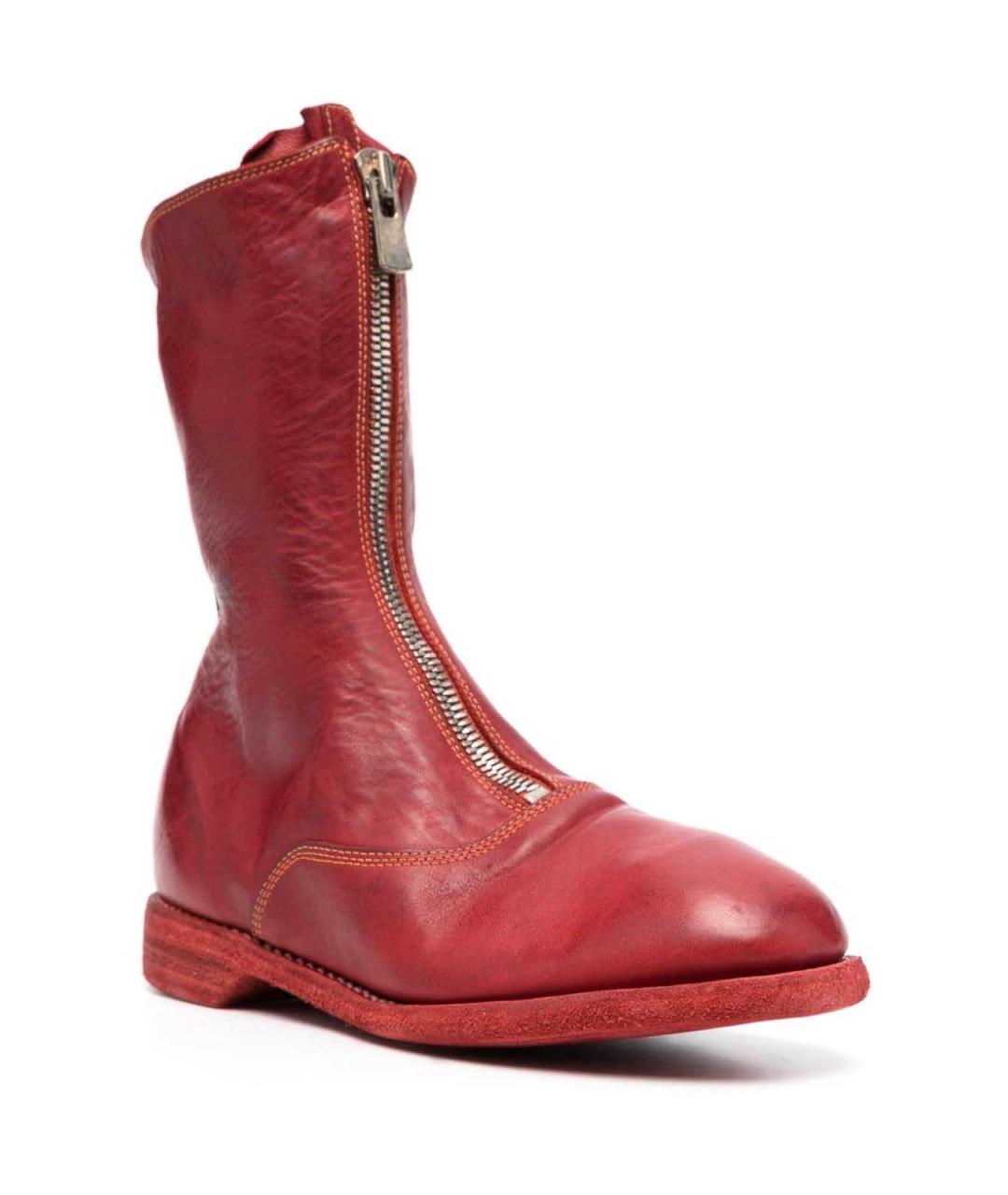 GUIDI Красные кожаные сапоги, фото 2